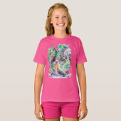 幻想的な虹色の水彩画ふわふわ猫の冬 Tシャツ (正面フル)