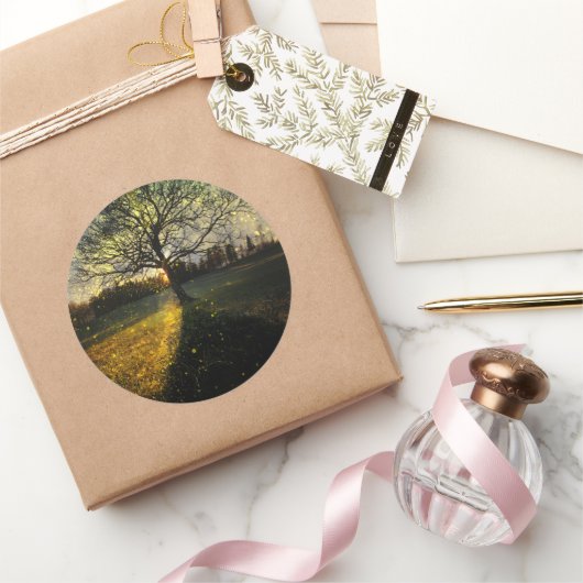 幻想的な蛍 ラウンドシール (ギフト)