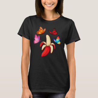幻想的な蝶とバナナのデザイン Tシャツ