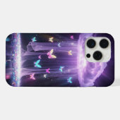 🦋💜幻想的な蝶と紫色の雲 iPhoneケース (裏面横)
