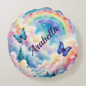 幻想的な蝶と虹の色 ラウンドクッション (裏面)