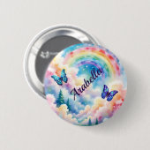 幻想的な蝶と虹の色 缶バッジ (正面&裏面)