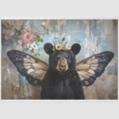 幻想的な蝶のクマのフローラルデコパージュ 薄葉紙 (正面)