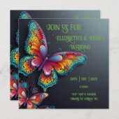 幻想的な蝶のロマンス ウェディング招待状 セーブザデート (正面/裏面)