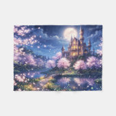 幻想的な街と城 フリースブランケット (正面(横))