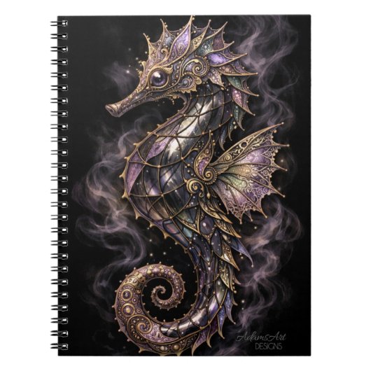 幻想的な装飾の宇宙タツノオトシゴ ファンタジーアート ノートブック (正面)
