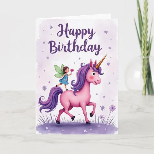 幻想的な誕生日のユニコーングリーティングカード カード (正面)