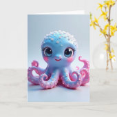 幻想的な誕生日の海の生き物のカード カード (黄色い花)