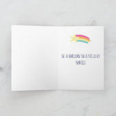 幻想的な誕生日の虹のユニコーンの紙吹雪を持っている カード (内部)