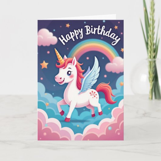 幻想的な誕生日の馬のカード カード (正面)