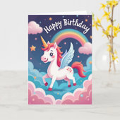 幻想的な誕生日の馬のカード カード (黄色い花)
