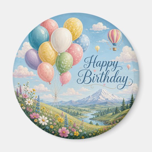 幻想的な誕生日バルーン マグネット (正面)
