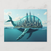 幻想的な超現実のクジラの街 ポストカード (正面)