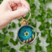 幻想的な輝きの花、カラフルな抽象フラクタル キーホルダー (手)