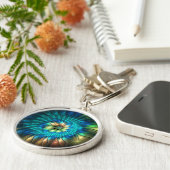 幻想的な輝きの花、カラフルな抽象フラクタル キーホルダー (側面)