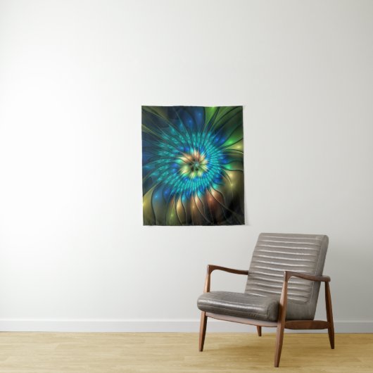 幻想的な輝きの花、カラフルな抽象フラクタル タペストリー (インサイチュ)