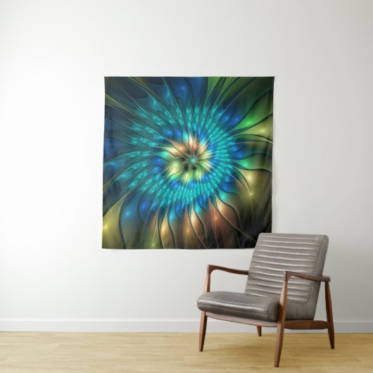 幻想的な輝きの花、カラフルな抽象フラクタル タペストリー (インサイチュ)