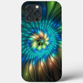 幻想的な輝きの花、カラフルな抽象的フラクタル iPhone 13 PRO MAXケース