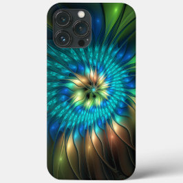 幻想的な輝きの花、カラフルな抽象的フラクタル iPhone 13 PRO MAXケース