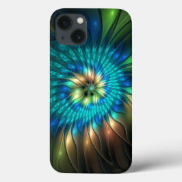 幻想的な輝きの花、カラフルな抽象的フラクタル iPhone 13ケース