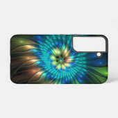 幻想的な輝きの花、カラフルな抽象的フラクタル SAMSUNG GALAXYケース (裏面横)