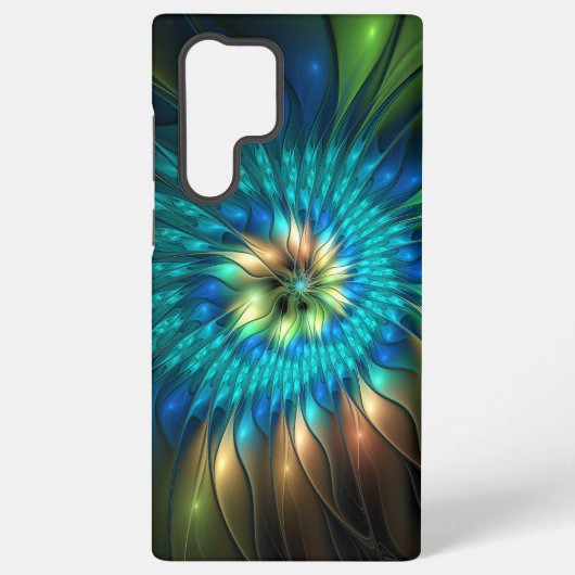 幻想的な輝きの花、カラフルな抽象的フラクタル SAMSUNG GALAXYケース (裏面)