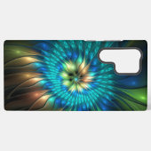 幻想的な輝きの花、カラフルな抽象的フラクタル SAMSUNG GALAXYケース (裏面横)