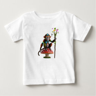 幻想的な部族のサルが魔法のキノコに座っている ベビーTシャツ