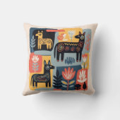 幻想的な部族の動物の花の民芸 クッション (裏面)