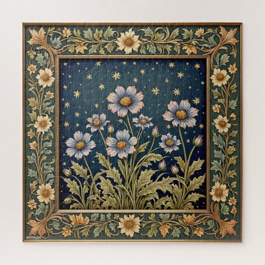 幻想的な野の花のイブニング アール・ヌーヴォー様式 ジグソーパズル (縦)