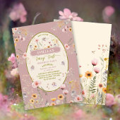 幻想的な野の花の妖精のファーストバースデー招待状 招待状