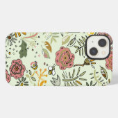 幻想的な野の花の庭とマルハナバチの模様 iPhoneケース (裏面横)