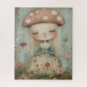 幻想的な野の花の牧草地のキノコの妖精 ジグソーパズル (縦)
