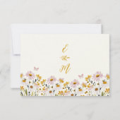 幻想的な野の花QRコード結婚式RSVP返信 出欠カード (裏面)