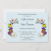 幻想的な野生の花と蝶のウェディングキノコ 招待状 (正面)