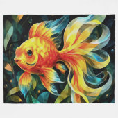 幻想的な金魚の世界 フリースブランケット (正面(横))