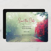 幻想的な鉄道の線路の写真 ウェディング セーブザデート (正面/裏面)