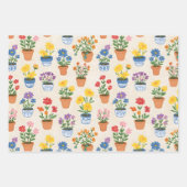 幻想的な鉢植えの花の植物画 ラッピングペーパーシート (正面3)