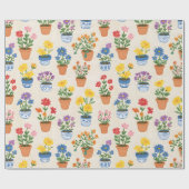 幻想的な鉢植えの花の植物画 ラッピングペーパー (フラット)