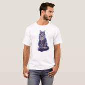 幻想的な銀河の猫アート | かわいい宇宙猫のイラスト Tシャツ (正面フル)