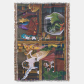 幻想的な隠れ家　ファンタジー　ウィザード図書館の本棚 スローブランケット (正面縦)