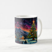 幻想的な雪だるまのクリスマスアート コーヒーマグカップ (正面右)