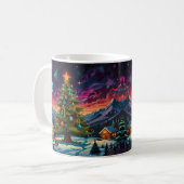 幻想的な雪だるまのクリスマスアート コーヒーマグカップ (正面左)