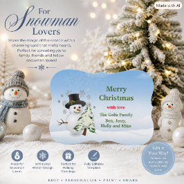 幻想的な雪だるまのホワイトクリスマス ホリデー シーズンカード