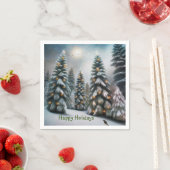 幻想的な雪の森 スタンダードカクテルナプキン (インサイチュ)