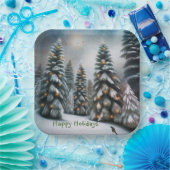 幻想的な雪の森 ペーパープレート (パーティー)