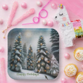 幻想的な雪の森 ペーパープレート (パーティー)