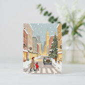 幻想的な雪の街路 クリスマス ポストカード (スタンド正面)
