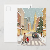 幻想的な雪の街路 クリスマス ポストカード (正面/裏面)
