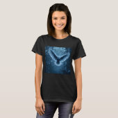 幻想的な雪フクロウ 神秘的なファンタジー 鳥 発光 Tシャツ (正面フル)